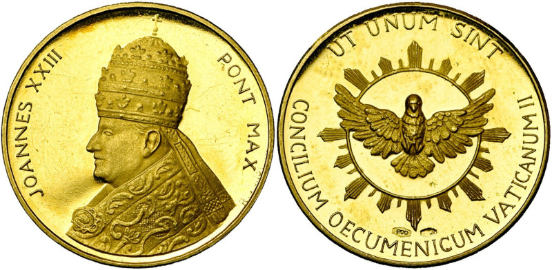 ITALIE, VATICAN, Jean XXIII (1958-1963), AV médaille en or, 1962, Signorini. Con...