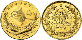 OTTOMAN EMPIRE, Mehmet V (AD 1909-1918/AH 1327-1336) AV 25 kurush, AH 1327, year 4, Kostantiniye. Fr. 54.

Extremely Fine