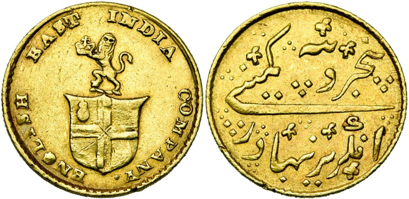 INDIA (BRITISH), MADRAS PRESIDENCY, East India Company, AV 5 rupees (1/3 mohur),...