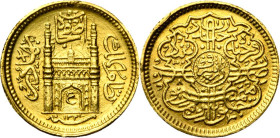 INDIA, HYDERABAD, Mir Usman Ali Khan (AD 1911-1948/AH 1329-1368) AV 1/4 ashrafi, AH 1337, year 8. Y. 55; Fr. 1167. Mount trace.

Very Fine