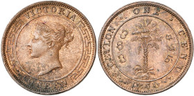 CEYLON (BRITISH), Victoria (1860-1901), AR 1 cent, 1870. K.M. 92.

Extremely Fine- Uncirculated
