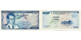 CONGO BELGE, 1000 francs, 01.09.58. Série A. Pick 35. Légère trace de pli.

Très Beau à Superbe