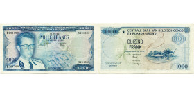 CONGO BELGE, 1000 francs, 01.09.59. Série B. Pick 35. Traces de plis.

Très Beau