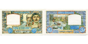 FRANCE, Banque de France, 20 francs, 8.1.1942. Travail et Science. Pick 92c. Rare. Trous d'épingle. Traces de plis.

Très Beau