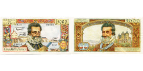 FRANCE, 5000 francs, 10.7.1958. Henri IV. Pick 135a. Traces de plis.

Très Beau