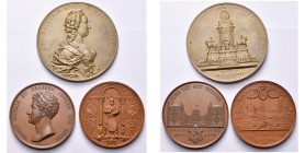 lot de 3 médailles en bronze: Allemagne, 1826, Loos, Palais Ehrenburg de Cobourg; 1885, Lauer, Exposition métallurgique de Nuremberg; Autriche, 1883, ...