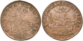PAYS-BAS MERIDIONAUX, Cu jeton, 1572. Naissance de l'infant Don Diego - Victoire de Lépante. D/ IAM NOVA PROGENIES Junon accompagnée d'un enfant. A d....