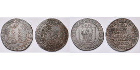 PAYS-BAS MERIDIONAUX, lot de 2 jetons en cuivre du Bureau des Finances de Tournai: 1581, Prise de la ville par Alexandre Farnèse; 1656, Mariage de Phi...