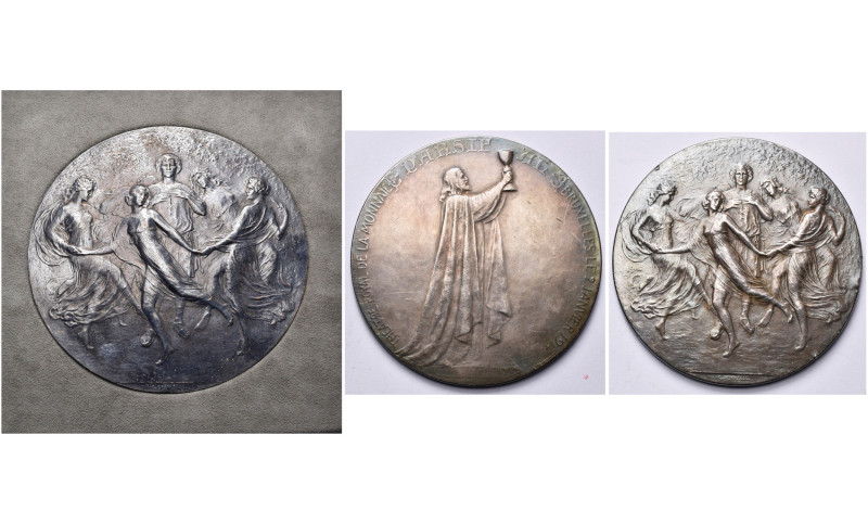 BELGIQUE, lot d'une médaille et d'un médaillon par Devreese, 1914, Première de P...