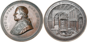 ITALIE, ETATS PONTIFICAUX, AE médaille, 1874, an 29, Bianchi. Basilique Sainte-Marie-Majeure. D/ B. de Pie IX à g. R/ Vue intérieure de la basilique. ...