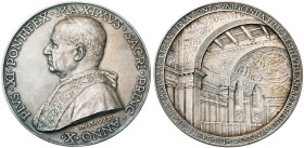 ITALIE, ETATS PONTIFICAUX, AR médaille, 1931, an 10, Mistruzzi. Restauration des mosaïques de la basilique Sainte-Marie-Majeure. D/ B. de Pie XI à g. ...