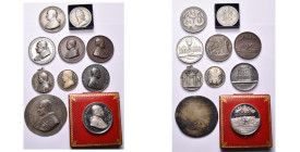 ITALIE, ETATS PONTIFICAUX, lot de 10 médailles de Pie XI (8 en argent), dont: an 1 (1922), Congrégation de la propagation de la Foi; an 8 (1929), Conc...
