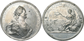 RUSSIE, Etain médaille, 1790, Ivanov. Prix de la Société d'économie libérale de Saint-Pétersbourg. D/ B. de Catherine II à d. R/ Cérès assise, adossée...