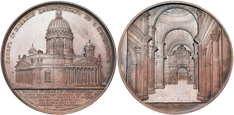 RUSSIE, AE médaille, 1858, J. Wiener. Consécration de la cathédrale Saint-Isaac ...