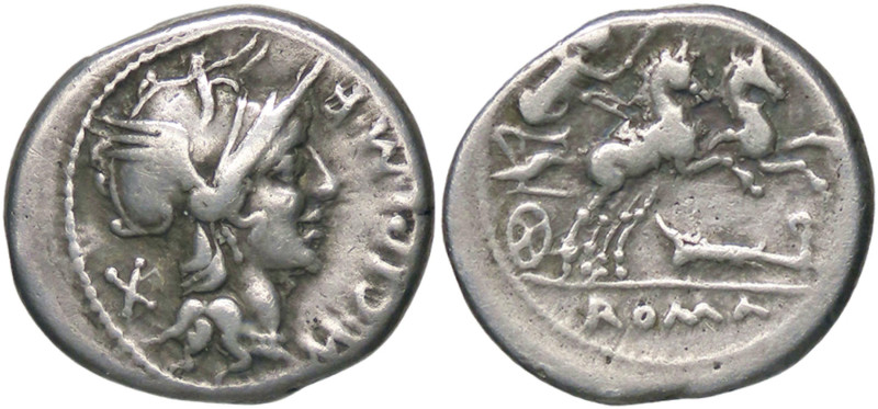 ROMANE REPUBBLICANE - CIPIA - M. Cipius M. F. (115-114 a.C.) - Denario B. 1; Cr....