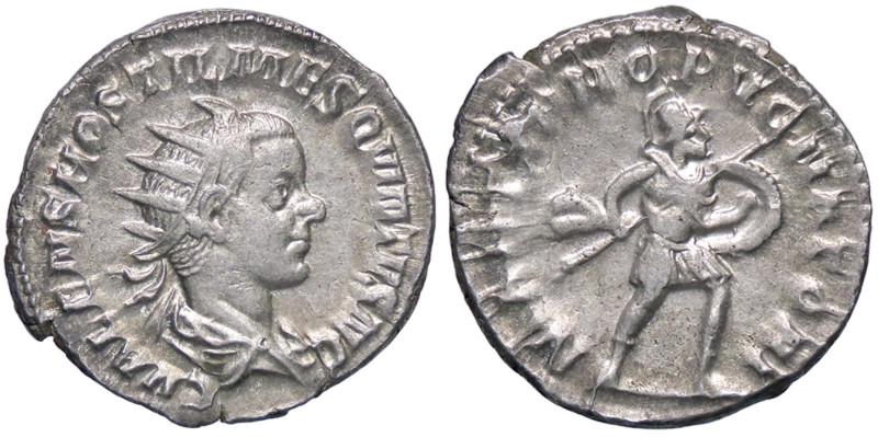 ROMANE IMPERIALI - Ostiliano (251) - Antoniniano C. 15; RIC 77b (AG g. 3,95)
SP...