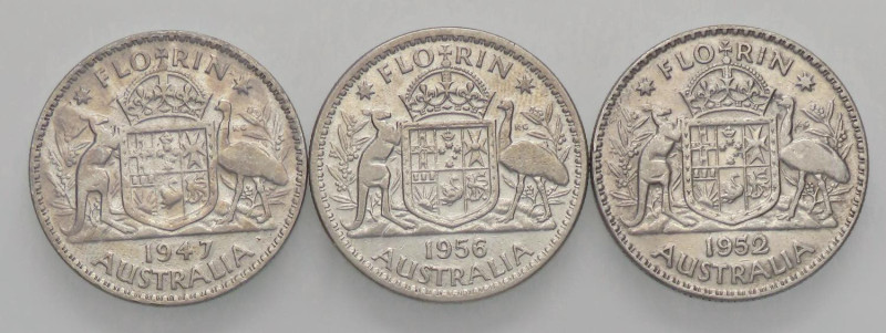 ESTERE - AUSTRALIA - Giorgio VI (1936-1952) - Fiorino 1947-1952-1956 AG Lotto di...