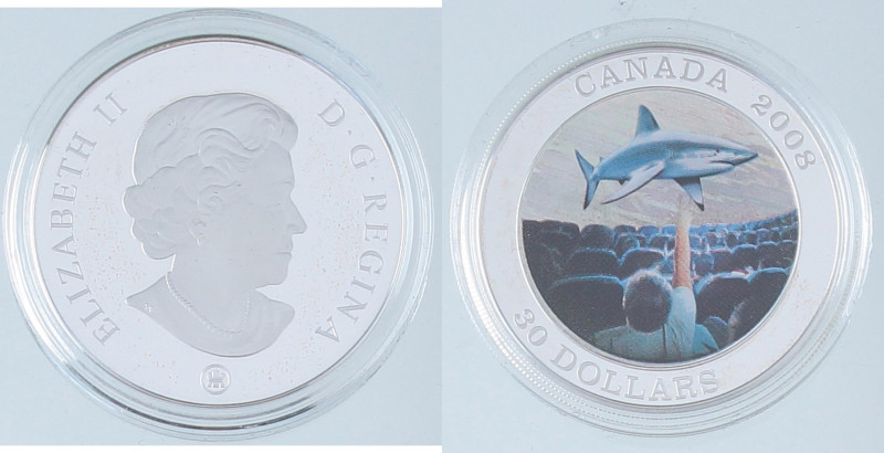 ESTERE - CANADA - Elisabetta II (1952-2022) - 30 Dollari 2008 - Squalo AG In sca...