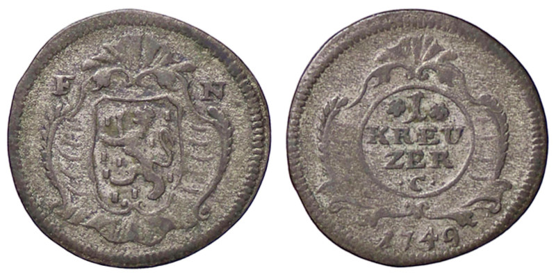 ESTERE - GERMANIA - NASSAU - Carlo Augusto (1719-1753) - Kreuzer 1749 C Kr. C18 ...