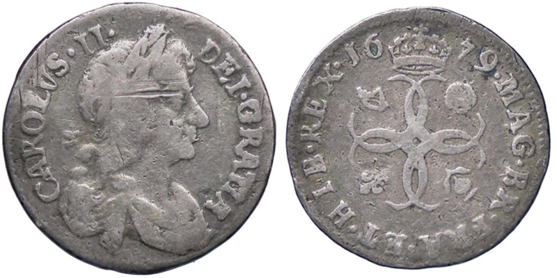 ESTERE - GRAN BRETAGNA - Carlo II (1660-1685) - 4 Pence 1679 (AG g. 2,1) Falso d...