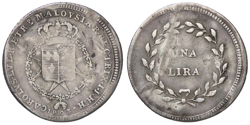 ZECCHE ITALIANE - FIRENZE - Carlo Ludovico di Borbone (1803-1807) - Lira 1803 Pa...