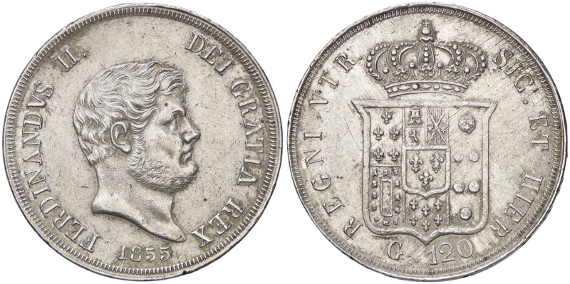 ZECCHE ITALIANE - NAPOLI - Ferdinando II di Borbone (1830-1859) - Piastra 1855 P...