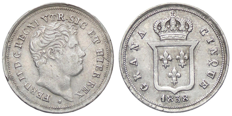 ZECCHE ITALIANE - NAPOLI - Ferdinando II di Borbone (1830-1859) - 5 Grana 1838 P...