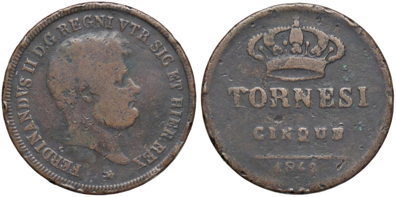 ZECCHE ITALIANE - NAPOLI - Ferdinando II di Borbone (1830-1859) - 5 Tornesi 1842...