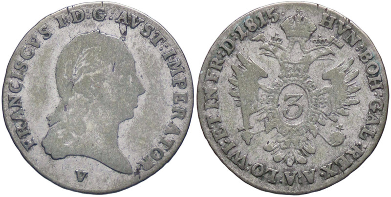 ZECCHE ITALIANE - VENEZIA - Francesco I d'Asburgo-Lorena (1815-1835) - 3 Kreuzer...