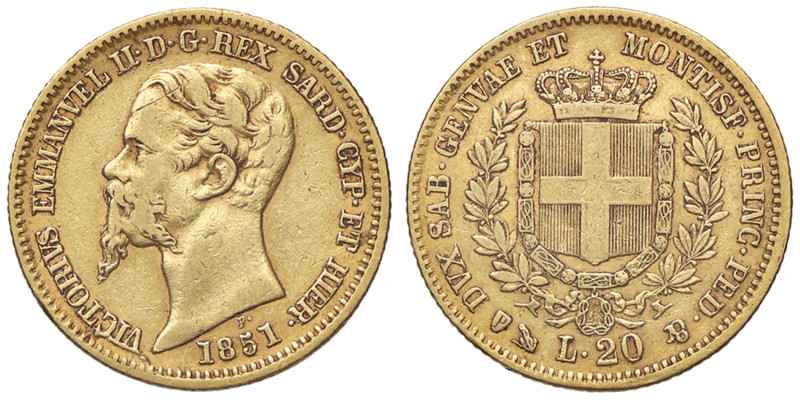 SAVOIA - Vittorio Emanuele II (1849-1861) - 20 Lire 1851 G Pag. 339; Mont. 4 AU...