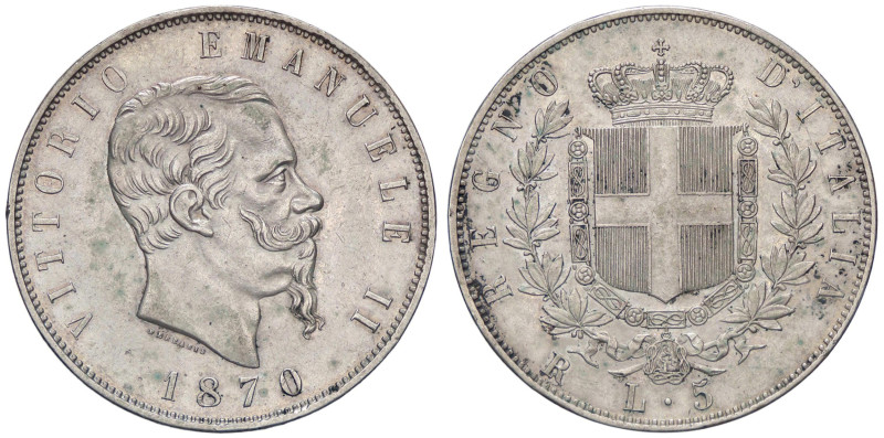 SAVOIA - Vittorio Emanuele II Re d'Italia (1861-1878) - 5 Lire 1870 R Pag. 491; ...