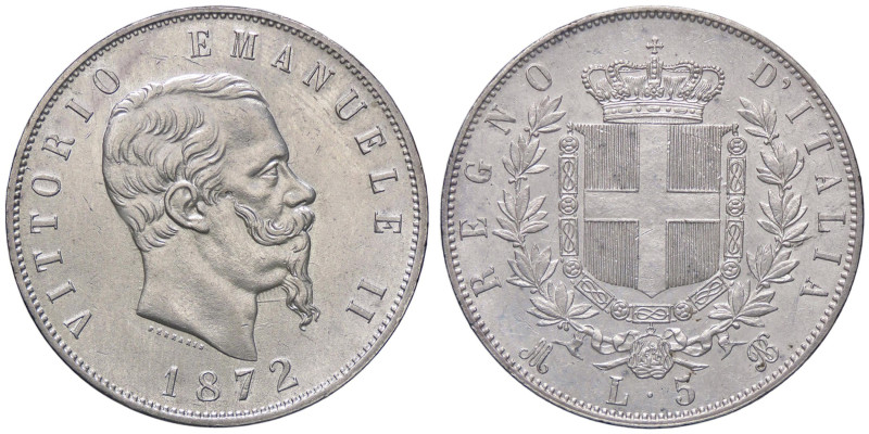 SAVOIA - Vittorio Emanuele II Re d'Italia (1861-1878) - 5 Lire 1872 M Pag. 494; ...