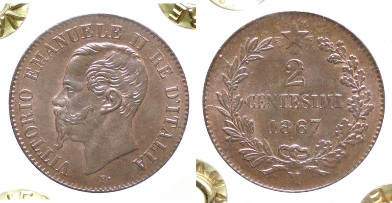 SAVOIA - Vittorio Emanuele II Re d'Italia (1861-1878) - 2 Centesimi 1867 M Pag. ...