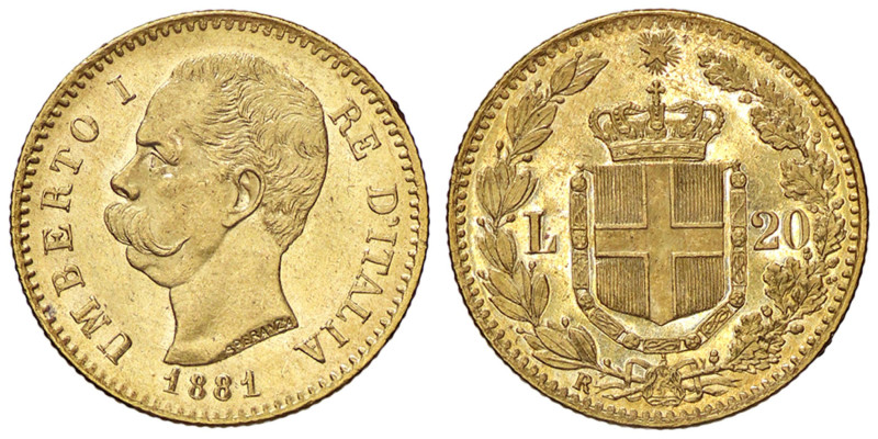 SAVOIA - Umberto I (1878-1900) - 20 Lire 1881 Pag. 577; Mont. 14 AU
qFDC