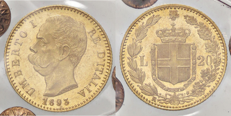 SAVOIA - Umberto I (1878-1900) - 20 Lire 1893 Pag. 587; Mont. 29 AU Sigillata Ra...