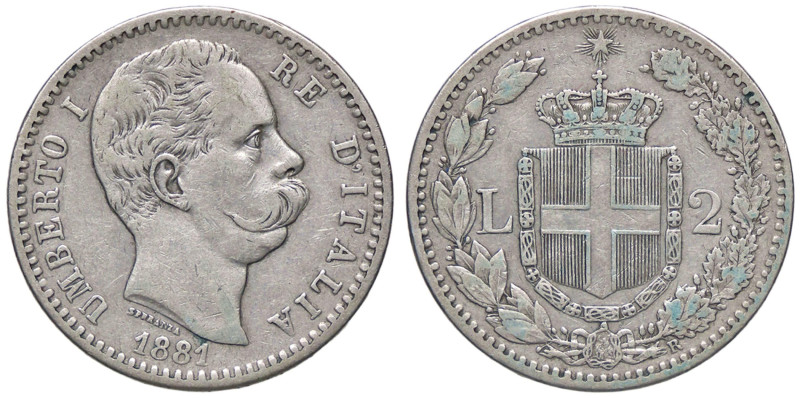 SAVOIA - Umberto I (1878-1900) - 2 Lire 1881 Pag. 591; Mont. 35 AG
BB