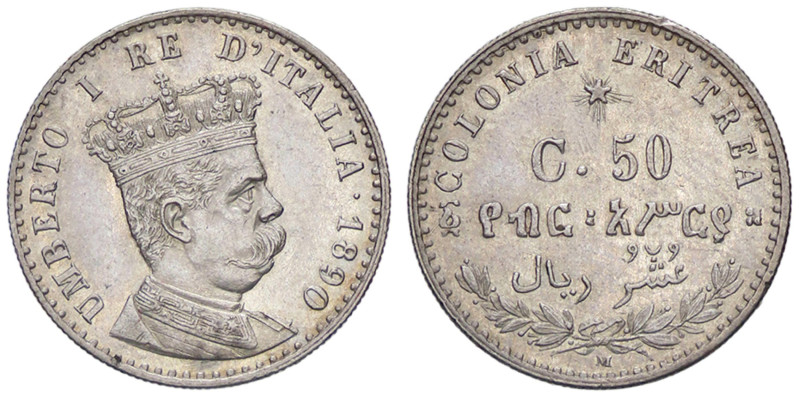 SAVOIA - Eritrea - 50 Centesimi 1890 Pag. 637; Mont. 87 R AG Minimi segnetti e c...