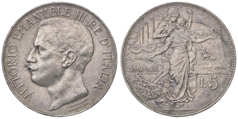 SAVOIA - Vittorio Emanuele III (1900-1943) - 5 Lire 1911 Cinquantenario Pag. 707...