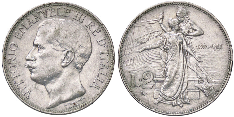 SAVOIA - Vittorio Emanuele III (1900-1943) - 2 Lire 1911 Cinquantenario Pag. 736...