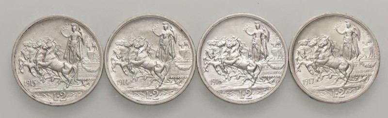 SAVOIA - Vittorio Emanuele III (1900-1943) - 2 Lire 1914÷17 Quadriga Briosa Pag....