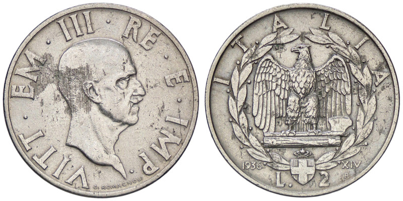 SAVOIA - Vittorio Emanuele III (1900-1943) - 2 Lire 1936 XIV Impero Pag. 754; Mo...