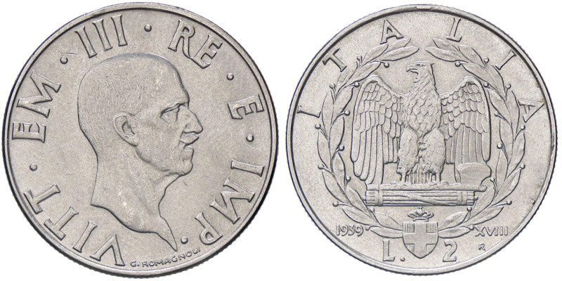 SAVOIA - Vittorio Emanuele III (1900-1943) - 2 Lire 1939 XVIII Impero Pag. 758; ...