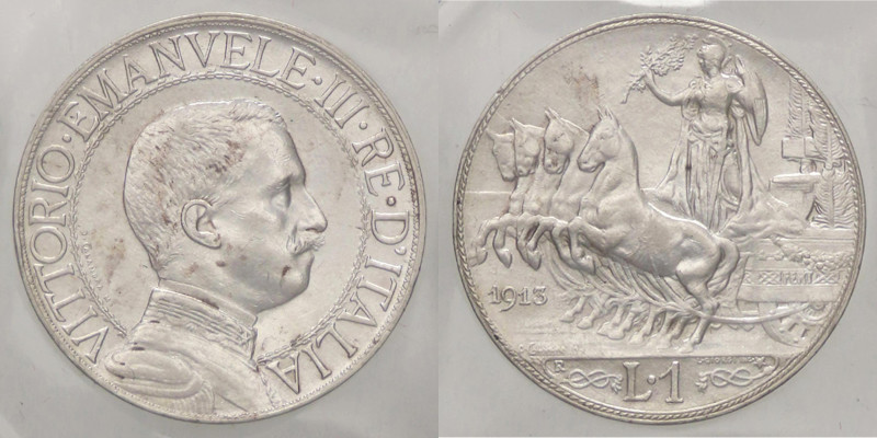 SAVOIA - Vittorio Emanuele III (1900-1943) - Lira 1913 Quadriga lenta Pag. 772; ...