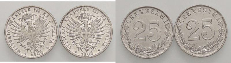 SAVOIA - Vittorio Emanuele III (1900-1943) - 25 Centesimi 1902 e 1903 Pag. 827 e...