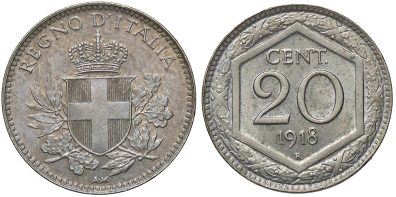 SAVOIA - Vittorio Emanuele III (1900-1943) - 20 Centesimi Esagono 1918 Pag. 850a...