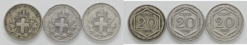 SAVOIA - Vittorio Emanuele III (1900-1943) - 20 Centesimi Esagono 1918-1919-1920...