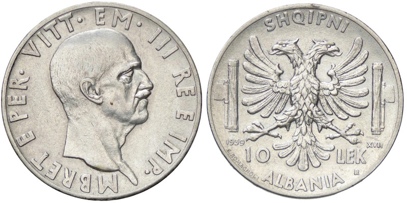 SAVOIA - Albania - 10 Lek 1939 XVII Pag. 991; Mont. 483 R AG
BB+