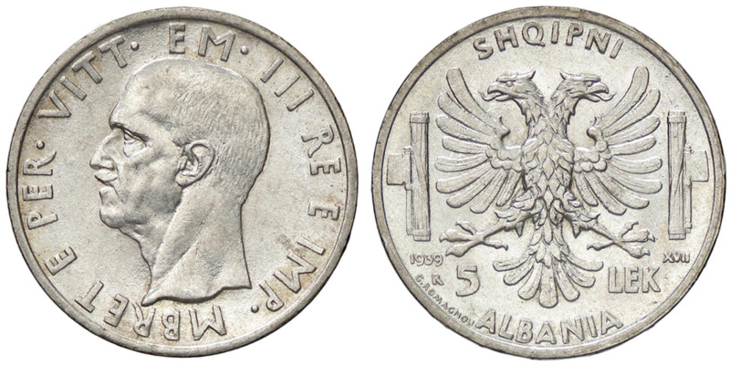 SAVOIA - Albania - 5 Lek 1939 XVII Pag. 992; Mont. 485 AG
qFDC