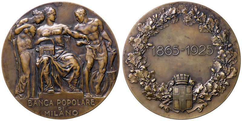 MEDAGLIE - CITTA' - Milano - Medaglia 1865-1925 60° anniversario della Banca Pop...