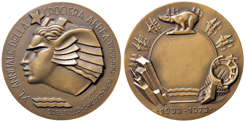 MEDAGLIE - REPUBBLICA - Medaglia 1933-1973 - XL annuale della crociera aerea AE ...